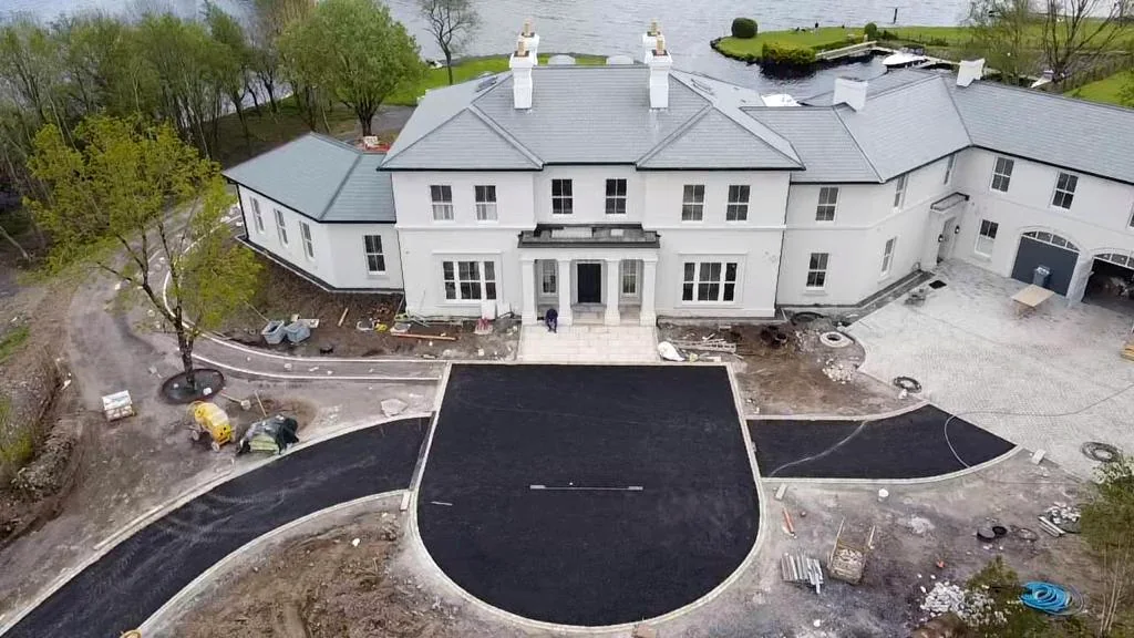 Drone view of completed external rendering project by IFP Ltd